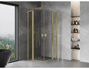 Mexen, Mexen Mist L Duo sklápací sprchový kút 95 x 95 cm, transparentný, brúsené zlato - 8A4L-095-095-55-00