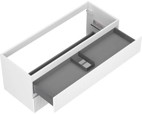 Mexen Rivel, kúpeľňová skrinka pod umývadlo 120 cm, 2 zásuvky, drážkovaná, biela matná, 91A20-12047-2-BFF01