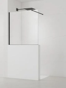 Sprchová zástěna SAT Walk-in 100x100 cm na nižšiu priečku čierna SATBWIS100PRC