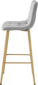 Barová stolička ARCETO zamatová, svetlosivá / hnedá