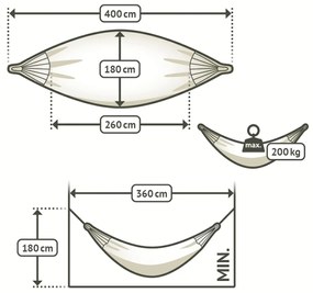 La Siesta Hojdacia sieť MODESTA KINGSIZE MONO - latte, 100 % organická bavlna