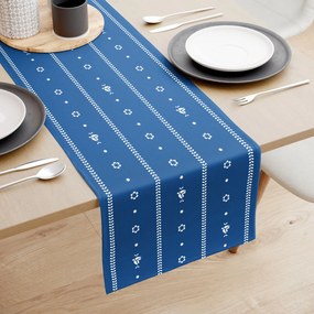 Goldea behúň na stôl 100% bavlnené plátno - na mú dušu na modrej 35x120 cm