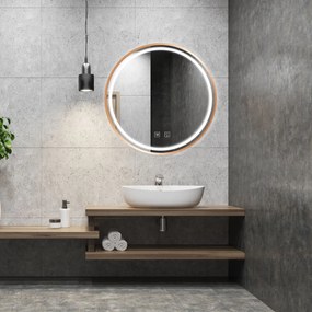 Rea MMJ, okrúhle LED zrkadlo, 60cm, kartáčovaná meď, HOM-05491