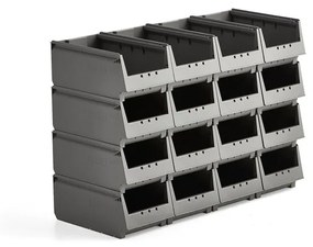 Plastové boxy AJ 9000, séria-73, 350x206x155 mm, 16 ks, grey