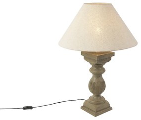 Rustikálna stolná lampa s ľanovým tienidlom béžová 50 cm - Hyssop