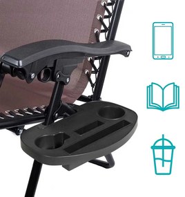 Zero gravity stolička s markízou a držiakom na pohár, 2 ks, viac farieb, hnedá