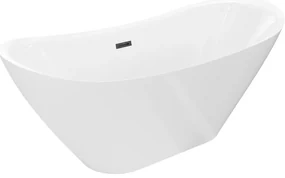 Mexen Lotos, voľne stojaca vaňa 140 x 75 cm, biela, čierny prepad, 52051407700-70
