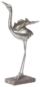 Dekoratívna figúrka vták strieborná CRANE Beliani