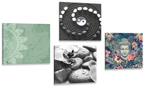Set obrazov Feng Shui v netradičnej kombinácií - 4x 60x60