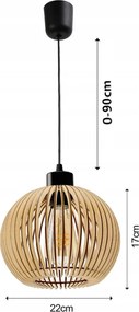 Drevená stropná závesná lampa 1xE27 KULA Luca Vysokokvalitná