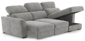 Univerzálna rohová rozkladacia trojmiestna pohovka s úložným priestorom TRENTO svetlosivá