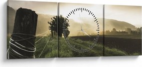 Obraz lúky (s hodinami) (90x30 cm)