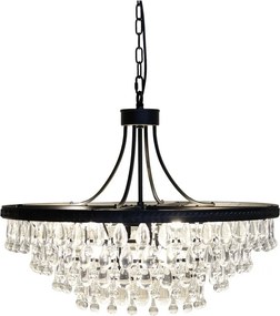 Čierny antik luster s kvapkovitými kryštálmi Versailles - 50*49cm/ E14/ 40W