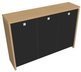 Stredná šatníková skriňa Verno 188 x 46 x 130 cm, sklenené dvere, dub svetlý / čierna