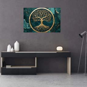 Obraz – Zlatý strom života v mramore (90x60 cm)