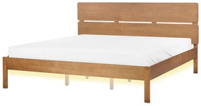 Drevená posteľ s LED 180 x 200 cm svetlé drevo BOISSET Beliani