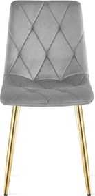 Jedálenská stolička LIBRA zamatová, svetlosivá / zlaté nohy
