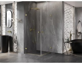 Mexen Lunar-B Duo, výklopný sprchový kút 75 x 75 cm, 8mm číre sklo, zlatý matný profil, 832-075L-075P-55-00