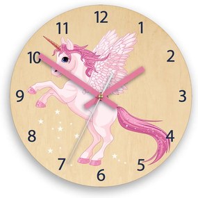 Dětské nástěnné hodiny Ami Jednorožec 30 cm růžové