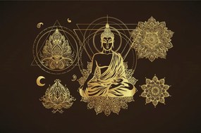 Samolepiaca tapeta zlatý Budha - 150x270