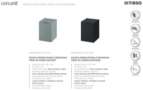 Cersanit Tirso, závesná umývadlová skrinka 994x447x572 mm + keramické umývadlo, čierna matná, S801-588