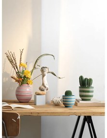 Tmavozeleno-biely keramický kvetináč Kähler Design Nuovo, ø 15 cm