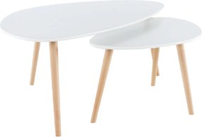Konferenčné stolíky, set 2 ks, biela/buk, FOLKO NEW
