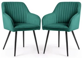 Sada dvoch jedálenských stoličiek FLORENCE zamatové, zelené / čierne nohy (2 ks)