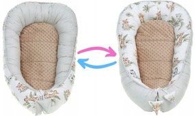 Obojstranné hniezdočko (kokon) pre bábätko - BABYMAM PREMIUM set 7v1 - Africké zvieratká s béžovou minkami
