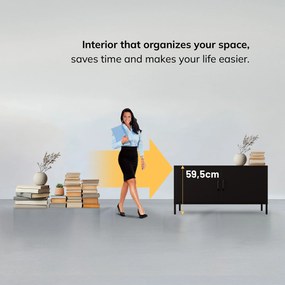 ROSA Moderná čierna kovová TV skrinka