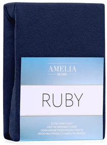 Tmavomodrá napínacia froté plachta 180x200 cm Ruby – Restilo