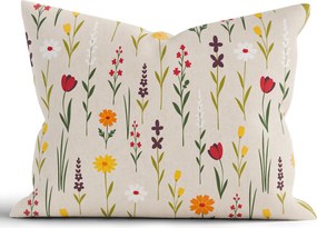 Bavlnená obliečka na vankúš Renforcé 40 × 60 cm - Rozkvitnutá lúka prírodná