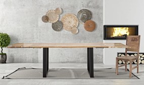 Jedálenský rozkladací stôl Edge 180/280 cm z masívu hnedý/čierny