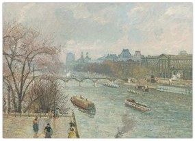 Obraz - Camille Pissarro, The Louvre, Afternoon, Rainy Weather, reprodukcia (70x50 cm)