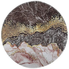 Umývateľný okrúhly koberec v hnedo-zlatej farbe ø 120 cm – Vitaus