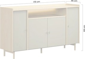 Štvor dverová komoda s výklenkom Sumira 170 cm - eukalyptus / dub baltic dune / kovový rám