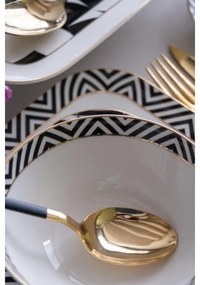26-dielna jedálenská súprava z kvalitného porcelánu – biela/čierna