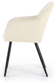 Sada dvoch jedálenských stoličiek DIAMANT zamatové, krémové / čierne nohy (2 ks)