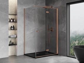 Mexen Mist-F T, 1-krídlový skladací sprchový kút pravý 80 x 85 cm, číre sklo, medený matný profil, 8A6T-080-085-65-00-P