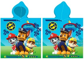 DETSKÝ BAVLNENÝ PONČO UTERÁK S KAPUCŇOU PAW PATROL 50X100 CM VZOROVANÝ