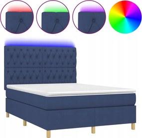 vidaXL Kontinentálna posteľ s matracom, modrá, 140 x 190 cm, látka