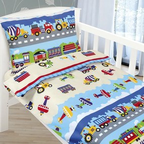 Bellatex Detské obliečky Agáta Lietadlá a autá, 90 x 135 cm, 45 x 60 cm, 90 x 135 cm, 45 x 60 cm
