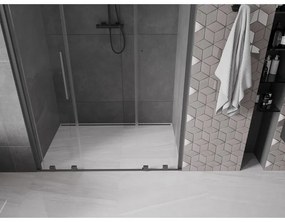 Mexen Velar Duo, posuvné sprchové dvere do otvoru 140 cm, 8mm číre sklo, brúsený grafit, 871-140-000-02-95