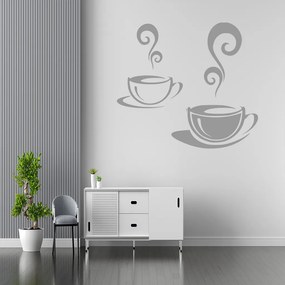 Veselá Stena Samolepka Biela a čierna káva Farba: šedá, Veľkosť: 60 x 54 cm
