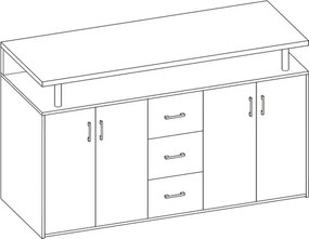 Komoda Drift, šedý betón/biela