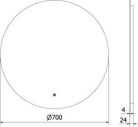 Mexen Erg, okrúhle LED podsvietené kúpeľňové zrkadlo 70 cm, 6000K, vykurovacia podložka proti zahmlievaniu, 9823-070-070-611-00