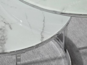 Konferenčný stolík Grande (biely mramor + chrómová). Akcia -20%. Vlastná spoľahlivá doprava až k Vám domov. 1111612