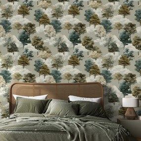 Samolepiaca tapeta akvarelové stromy v zemitých tónoch