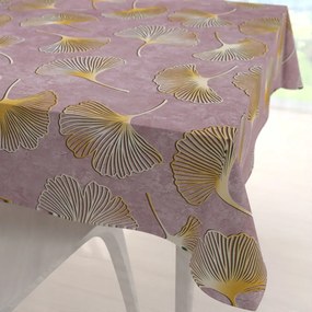Biante Zamatový štvorcový obrus Tamara TMR-001 Ginkgo lístky na staroružovom 110x110 cm