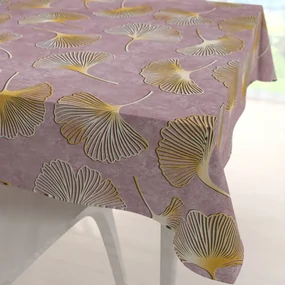 Biante Zamatový štvorcový obrus Tamara TMR-001 Ginkgo lístky na staroružovom 110x110 cm